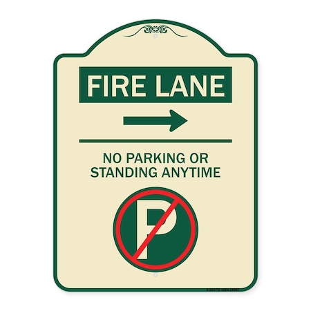Signmission Fire Lane No Parking or Standing Anytime Heavy-Gauge Aluminum Sign, 24" x 18", TG-1824-24007 A-DES-TG-1824-24007